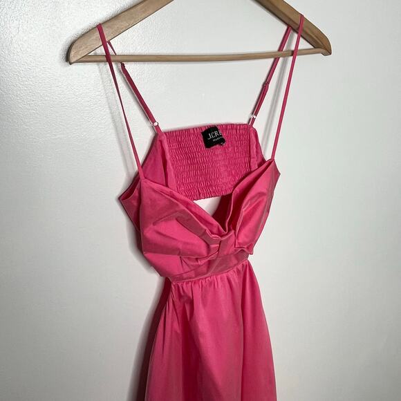 J. Crew Collection Women Bow Front Cutout Midi Dress Pink Stretch Taffeta Coquet - Picture 6 of 14